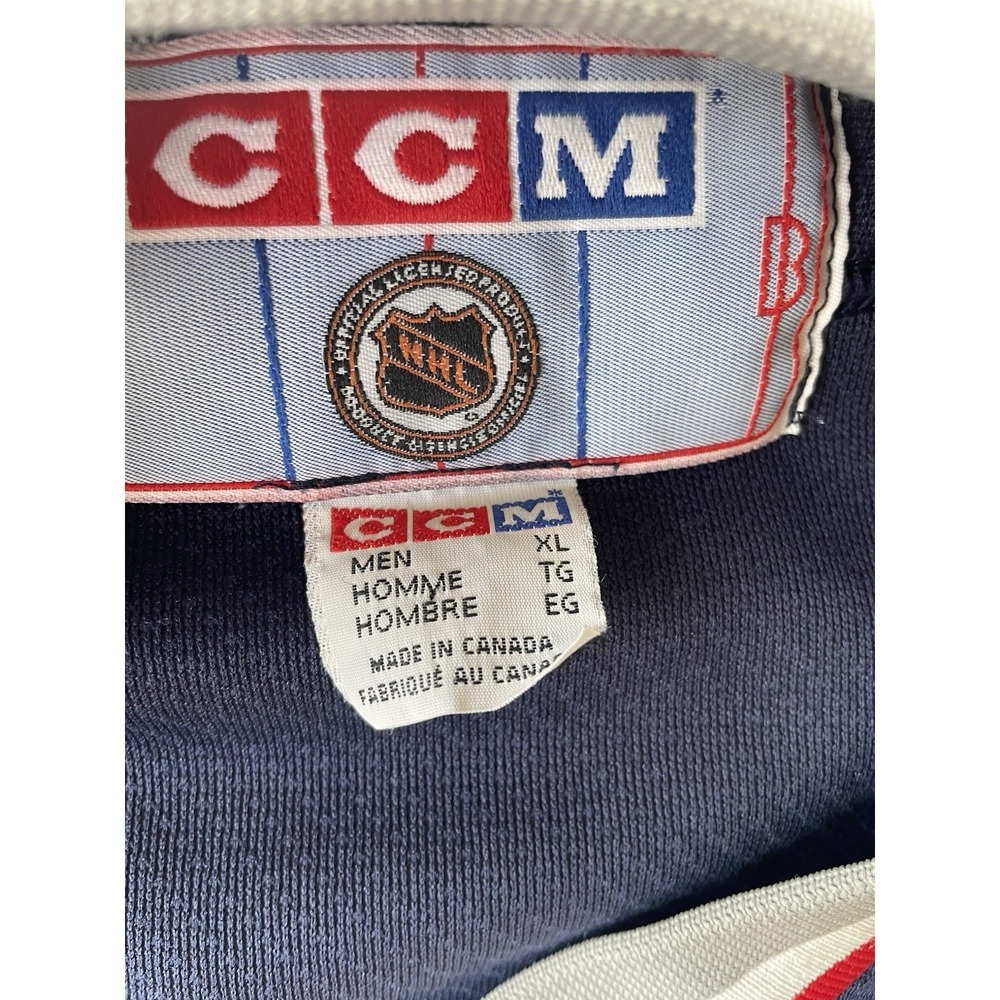 Vintage 90s CCM NHL New York Rangers Navy Blue Lady Liberty Jersey Mens XL - Picture 2 of 9